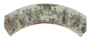 Eugéne-Louis Lami - Design for a fan; The birth of King Edward VII