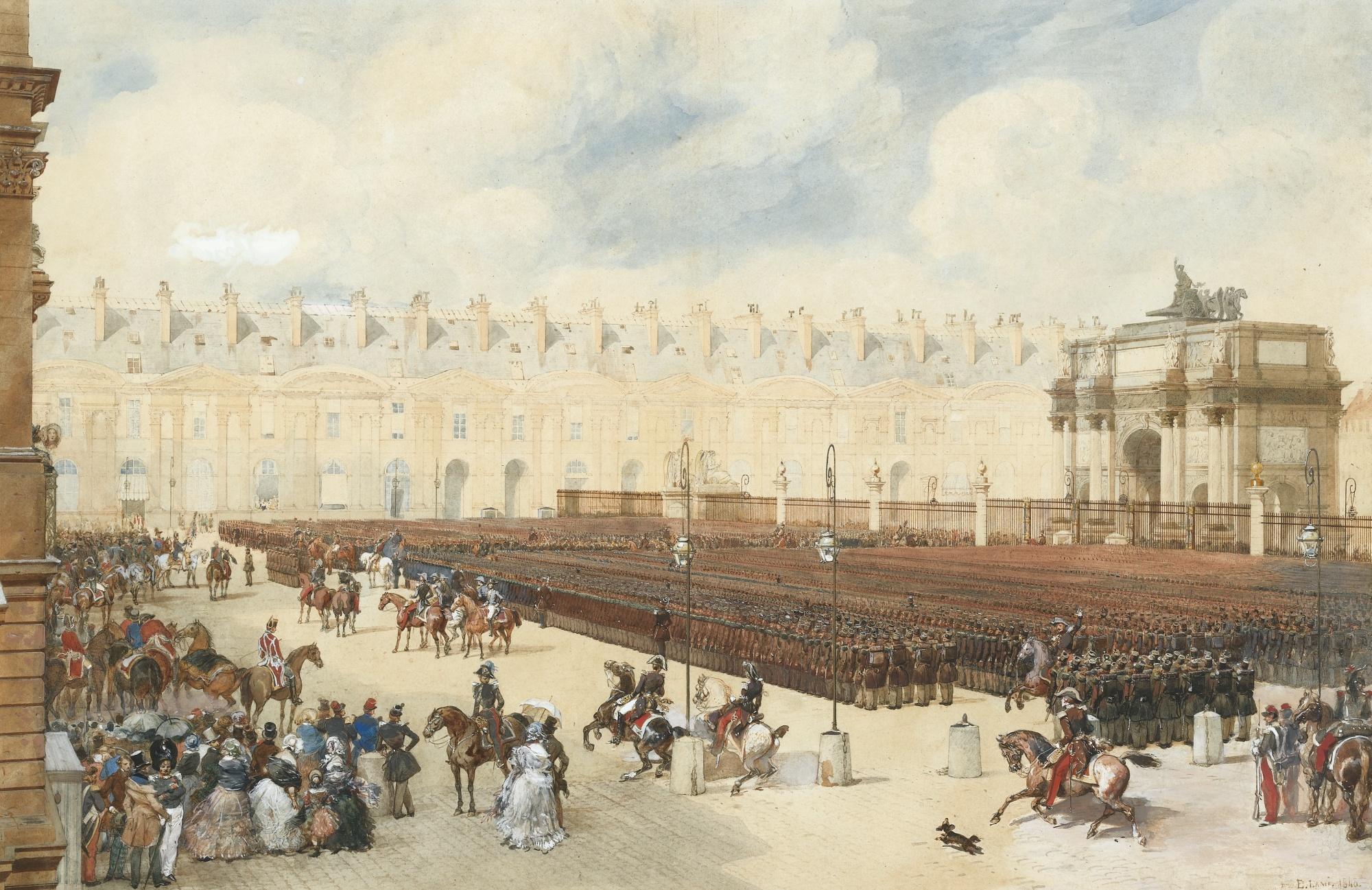 Eugène-Louis Lami - Distribution Des Étendards Aux Chasseurs D\'Orléans Dans La Cour Des Tuileries