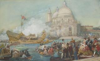 Eugène-Louis Lami - Fête à Venise, le Bucentaure devant l\'Église de la Salute