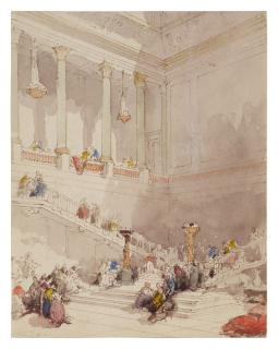 Eugène-Louis Lami - Figures on the staircase of a palace