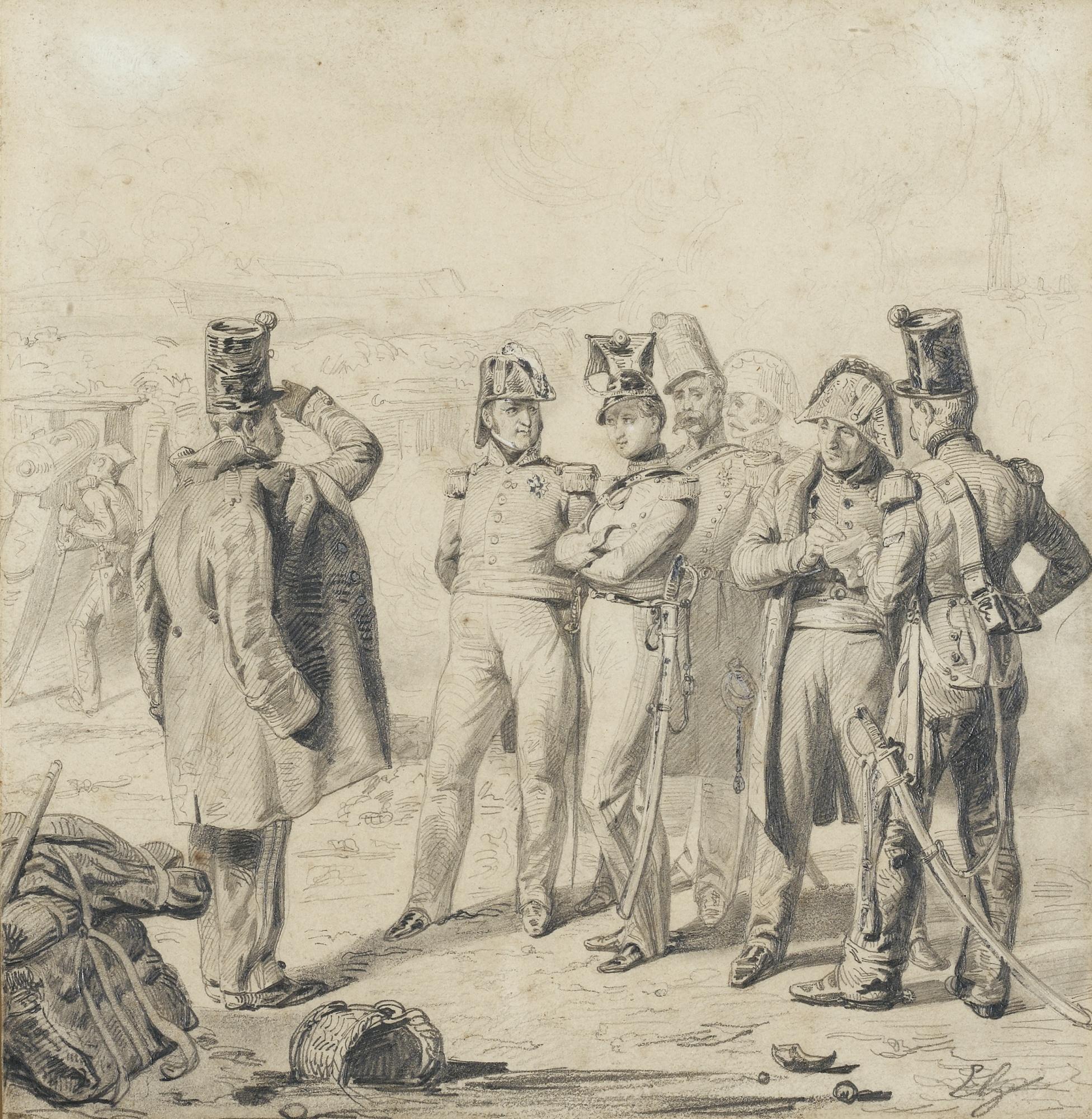 Eugène-Louis Lami - Le Duc De Nemours Dans La Tranchée Au Siège De La Citadelle D\'Anvers