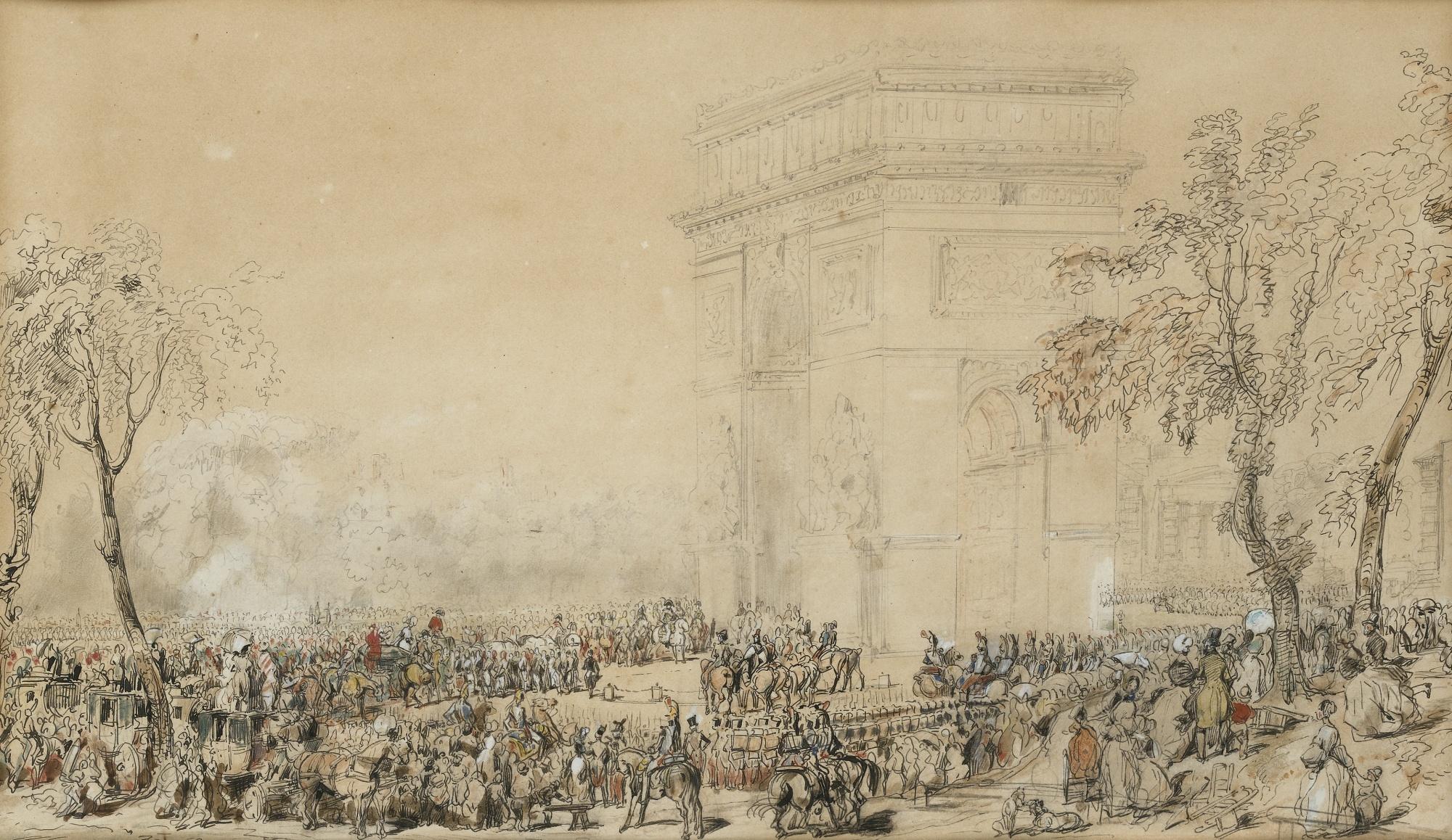Eugène-Louis Lami - L\'Entrée Du Roi Louis-Philippe À Paris Après Le Mariage Du Prince Royal