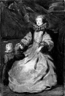Eugène-Louis Lami - Portrait of Marchesa Catarina Durazzo-Adorno and her two children, after Van Dyck