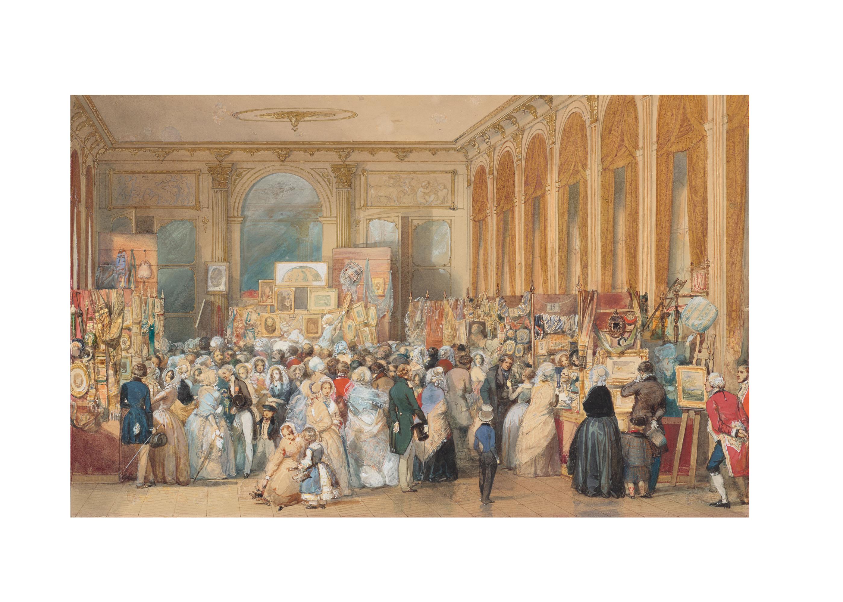 Eugène-Louis Lami - Vente De Charité Pour Les Victimes De Guadeloupe Dans Le Grand Salon Du Palais Royal À Paris