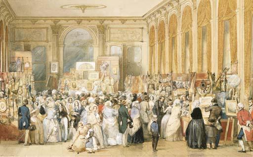 Eugène-Louis Lami - View Of A Charity Sale For The Victims Of Guadeloupe In The Grand Salon Of The Palais-Royal, Paris