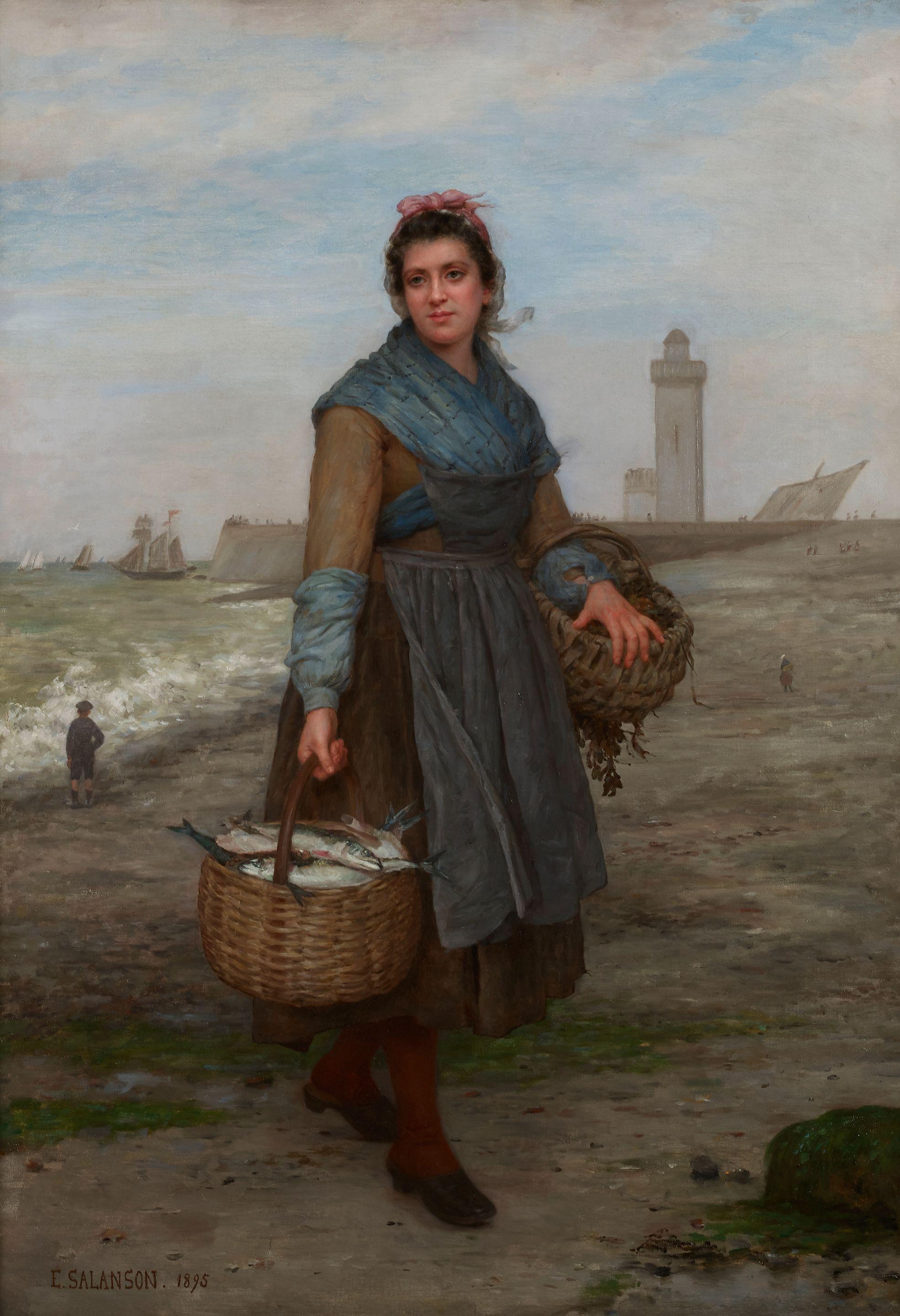 Eugene-Marie Salanson - Returning from the fish market
