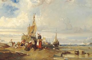 Eugène Modeste Edmond Le Poitevin - Unloading The Boat