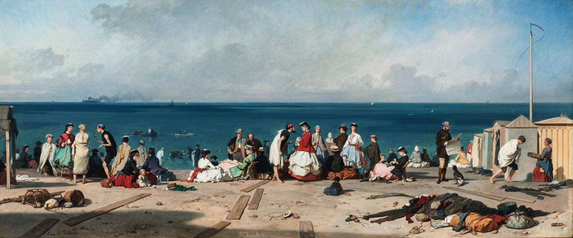 Eugène Modeste Edmond Le Poittevin - BATHING IN ETRETAT
