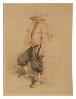 Eugène Modeste Edmond Lepoittevin - A rural laborer with a calf slung over his shoulder