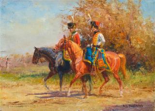 Eugène Péchaubes - Riding Soldiers.