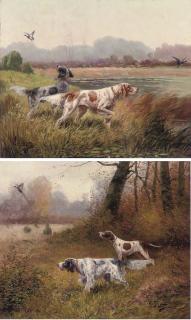 Eugène Petit - Chiens de Chasse À L\'Arrêt; And Another Similar