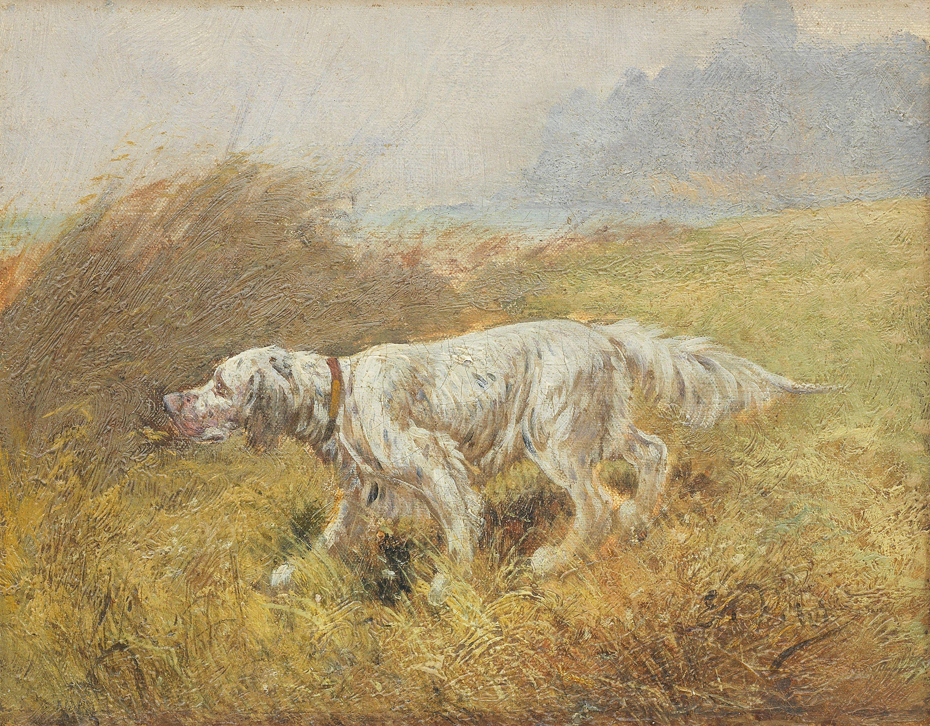Eugene Petit - Laverack Setter in a Landscape