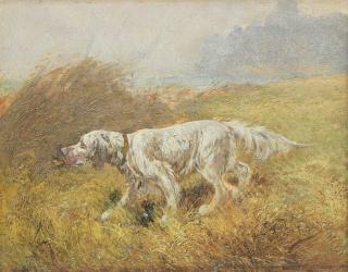 Eugene Petit - Laverack Setter in a Landscape