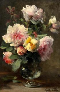 Eugène Petit - Rosenstrauß in einer Glasvase