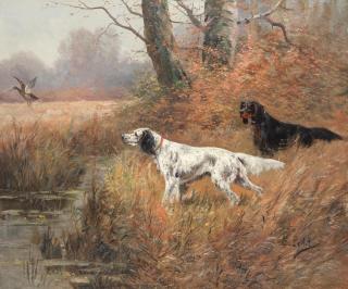 Eugene Petit - Spaniels flushing a woodcock