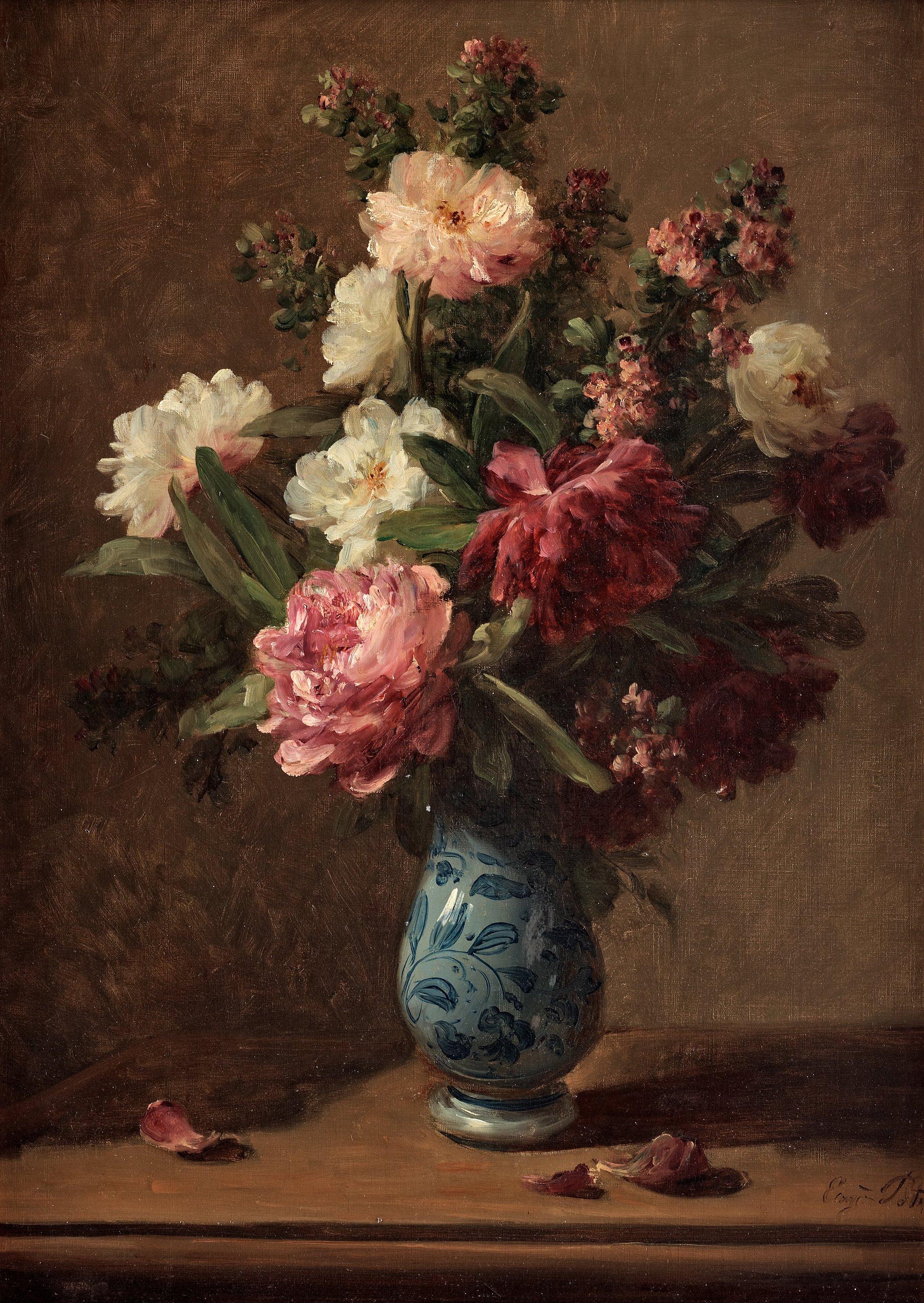 Eugène Petit - Still life with peonies