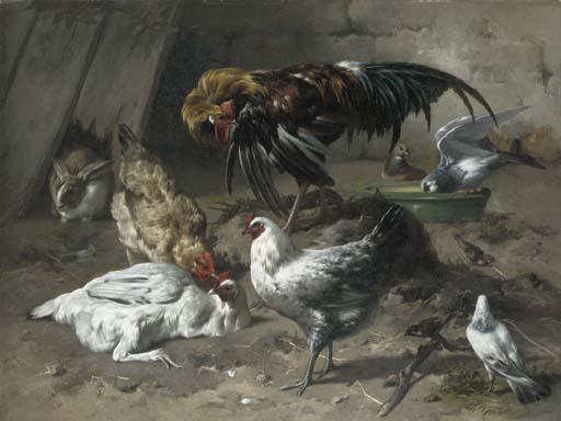 Eugene Remy Maes - In the Farm Yard