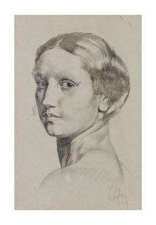 Eugène Robert Pougheon - Étude d\'une tête de femme