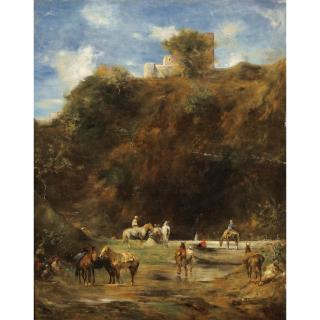 Eugène-Samuel-Auguste Fromentin - Ravin, Souvenir D\'Algérieeugène-Samuel-Auguste Fromentin ; Signed And Dated Lower Left 74 ; Ravine, Souvenir Of Algeria ;  Oil On Panel