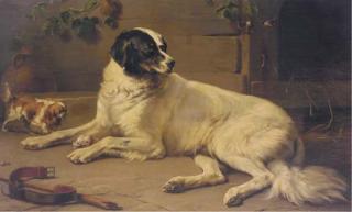 Eugene Verboeckhoven - A Newfoundland with his bone