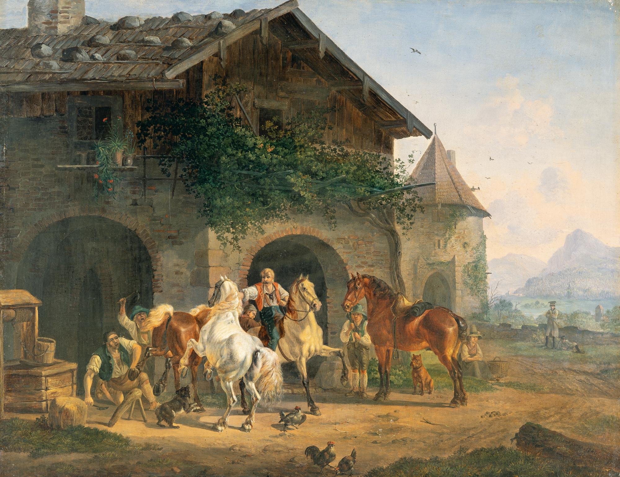 Eugène Verboeckhoven - Beim Hufschmied