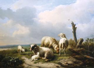 Eugène Verboeckhoven - Belgian sheep In A Landscape