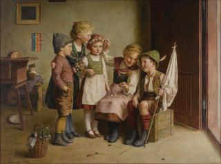 Eugène Verboeckhoven - Farmhand With Horse And Dog In Landscape