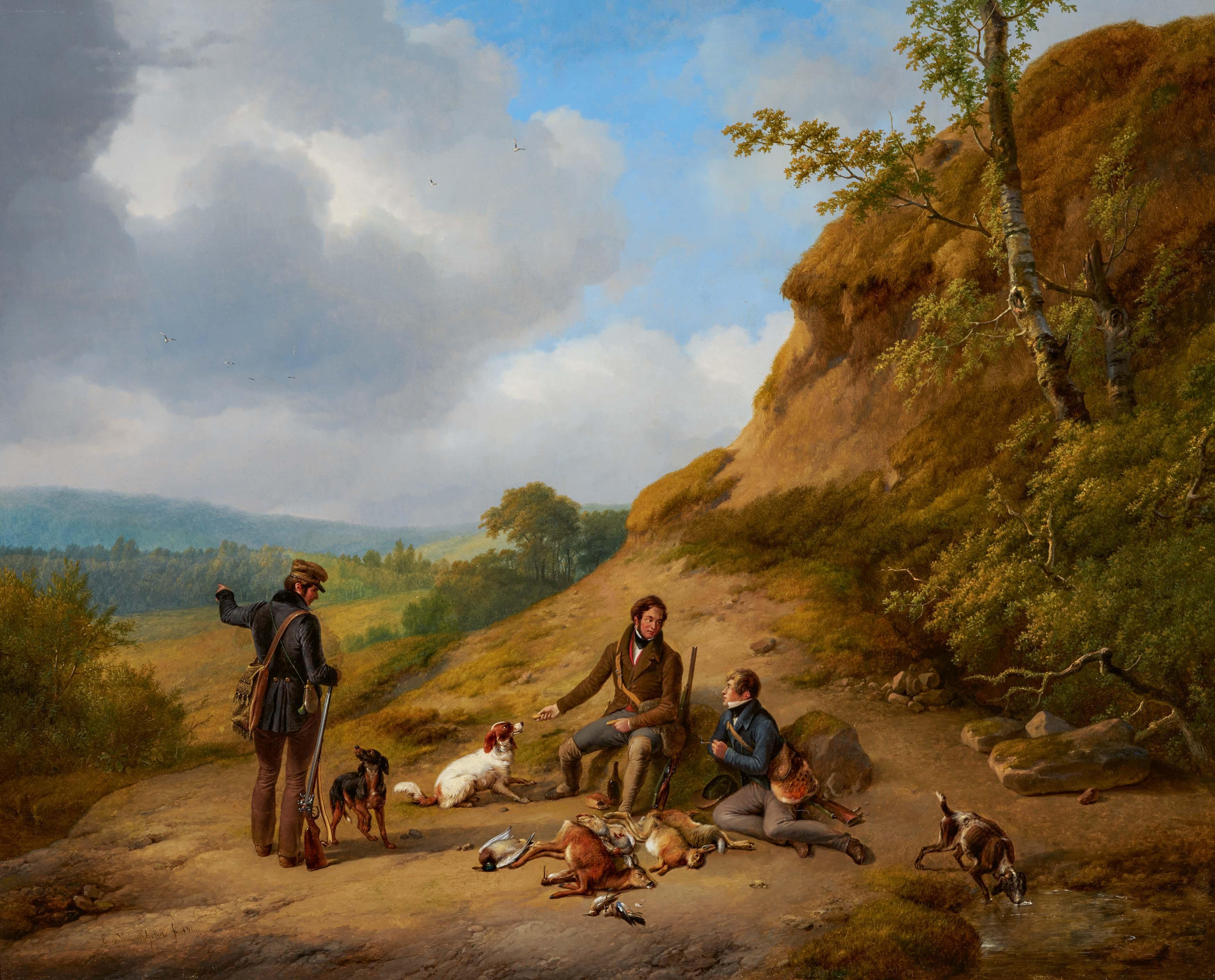 Eugène Verboeckhoven - Pause nach erfolgreicher Jagd.