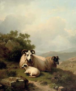 Eugène Verboeckhoven - Resting on a slope