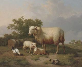Eugene Verboeckhoven - Sheep in a rural landscape