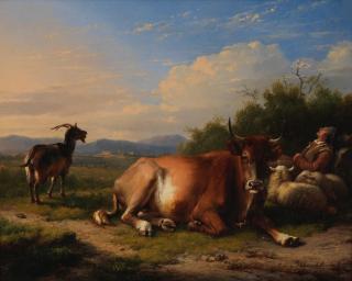 Eugène Verboeckhoven - The shepherd\'s rest