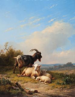 Eugène Verboeckhoven - Ziege mit Schafen auf der Weide