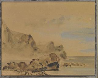 Eugène-Victor-Ferdinand Delacroix - A rocky coastline