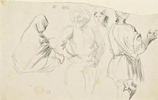 Eugene-Victor-Ferdinand Delacroix - Study of Moroccan figures