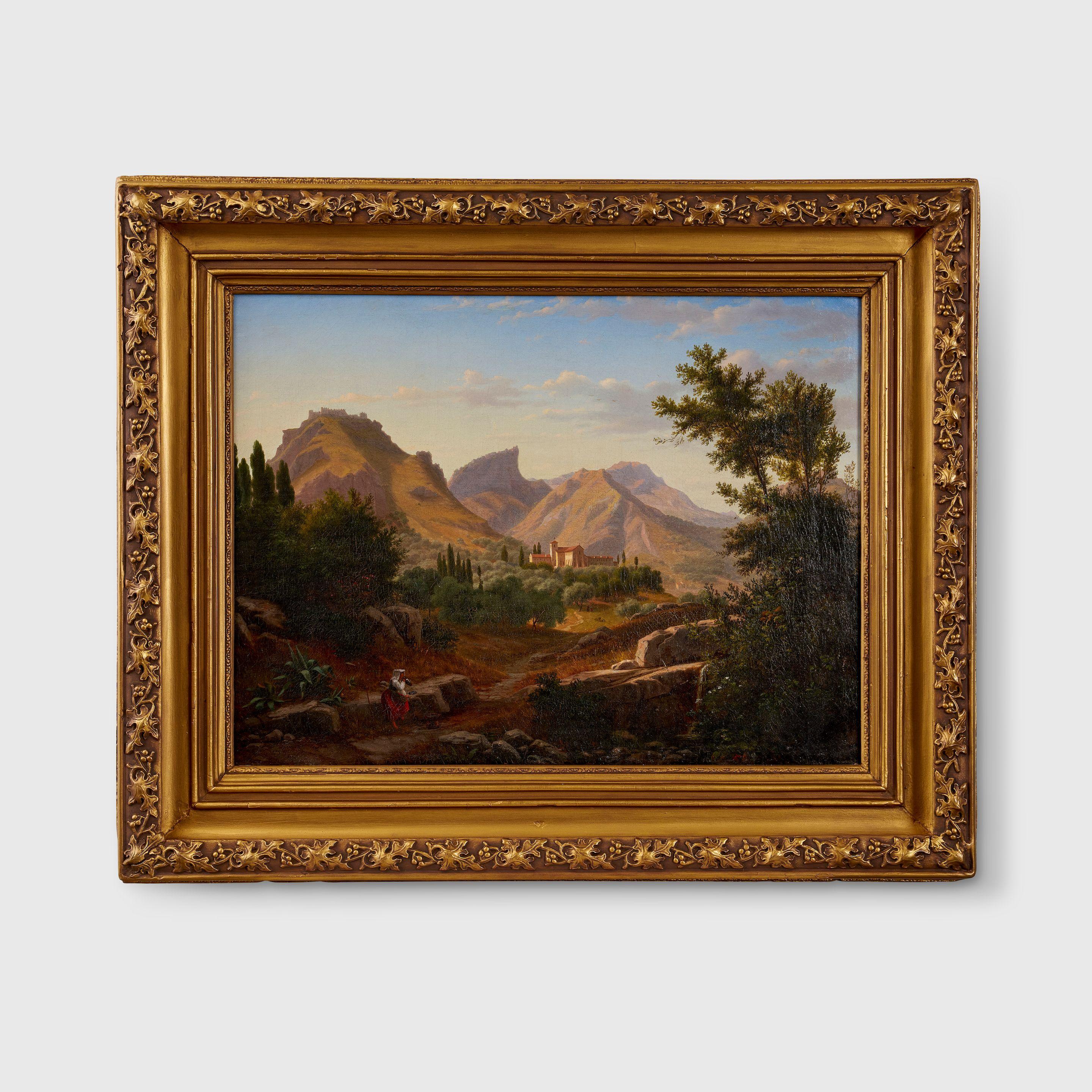 Eugene von Guerard - Sicilian Landscape with Monastery in an Olive Grove, 1846
