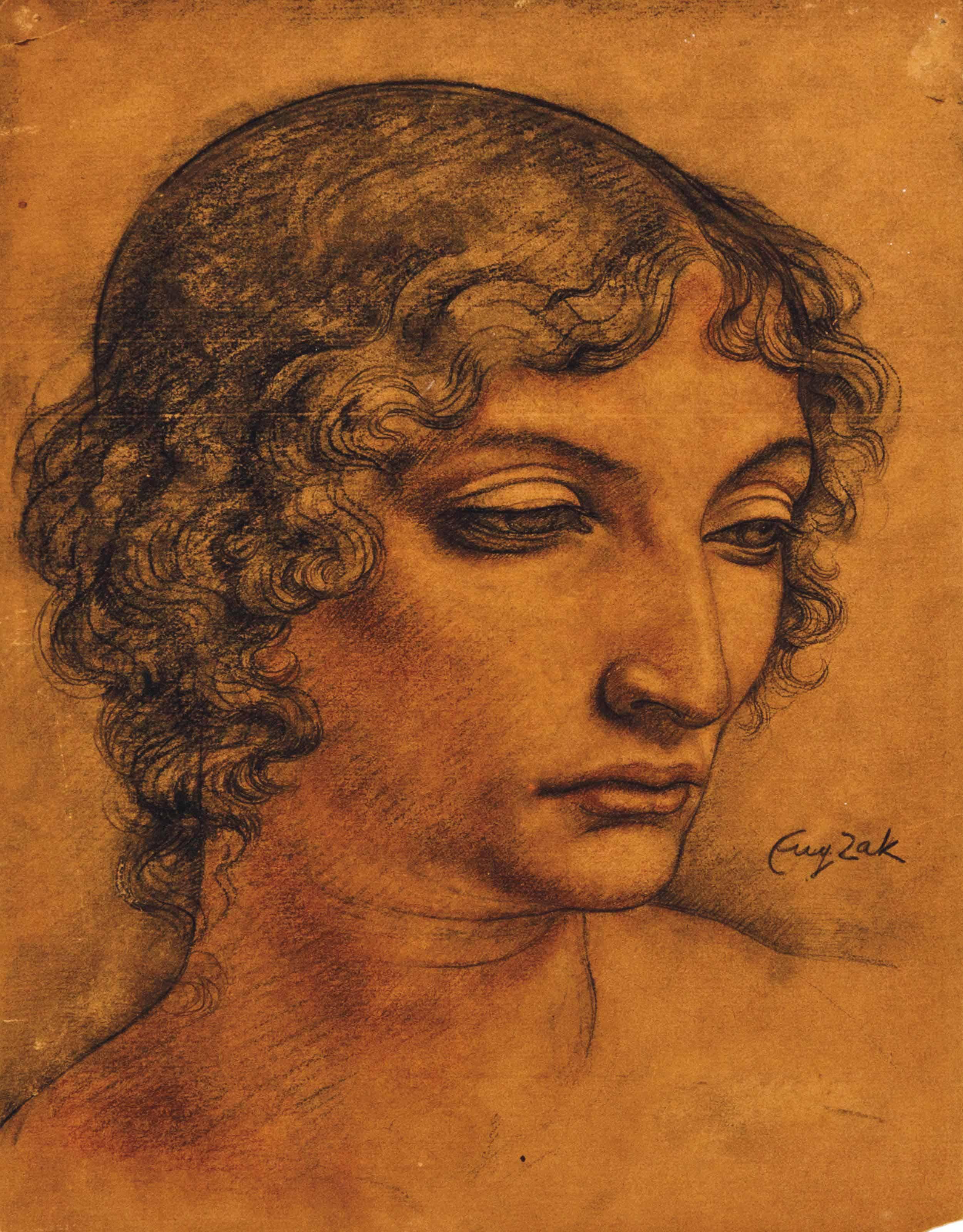 Eugène Zak - Tete de Femme (recto); Untitled (study of a lady) (verso)