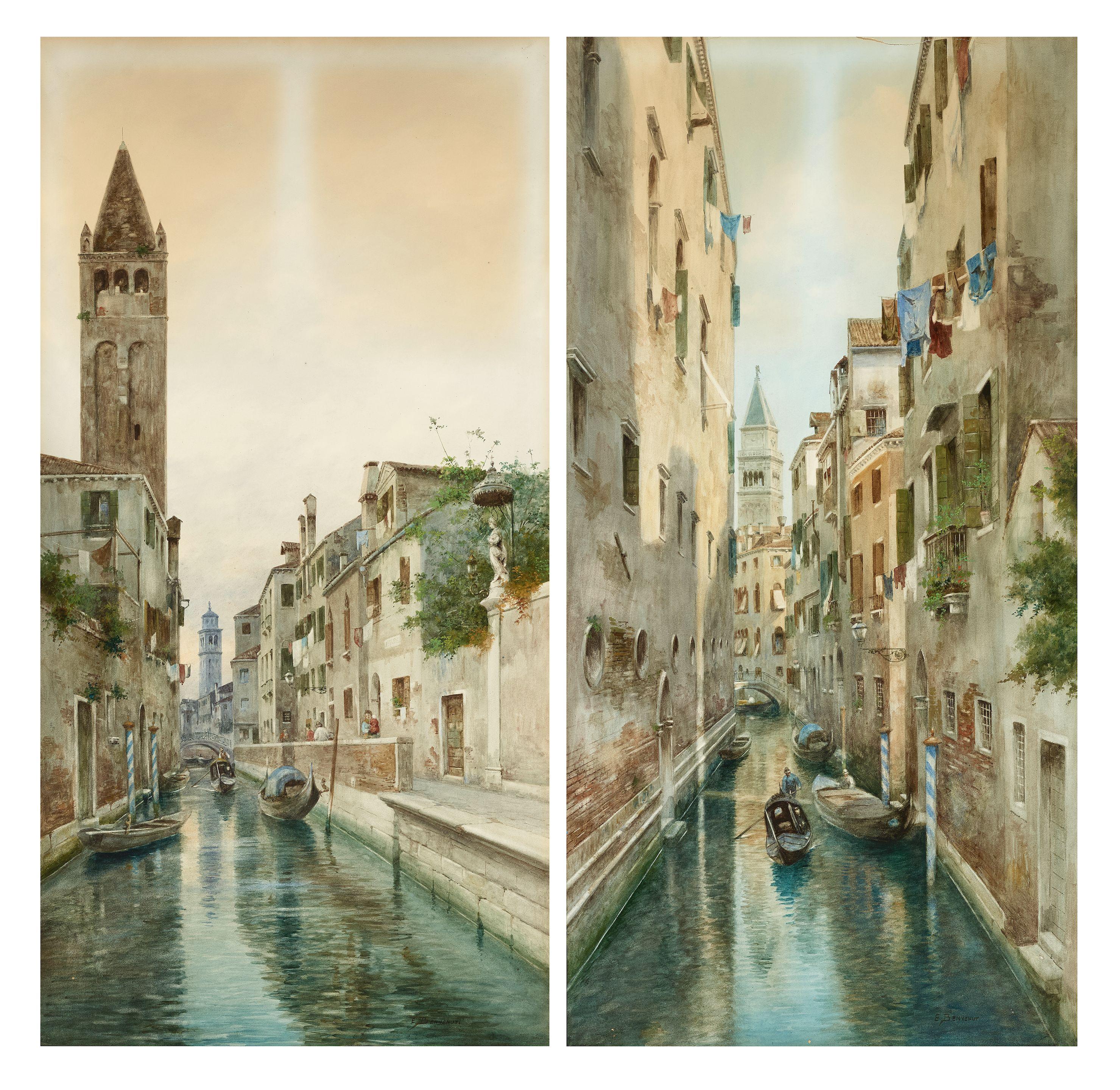 Eugenio Benvenuti - Venetian backwater (a pair)