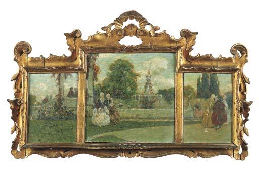 Eugenio Bonivento - Trittico raffigurante Festa nell\'antica villa