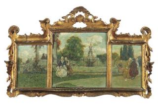 Eugenio Bonivento - Trittico raffigurante Festa nell\'antica villa