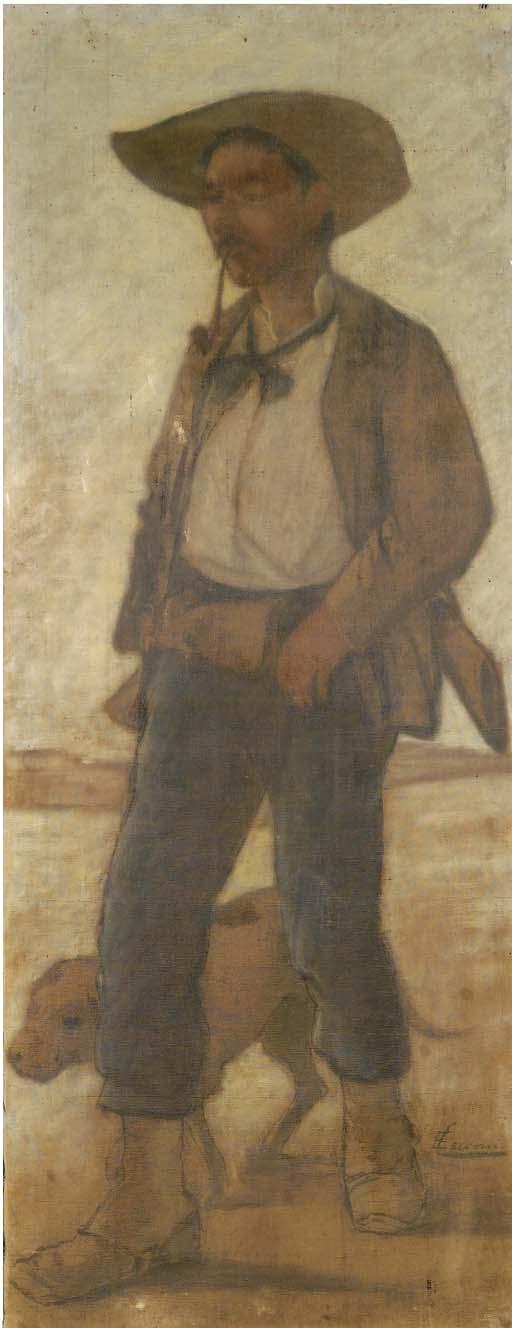 Eugenio Cecconi - Cacciatore con cane