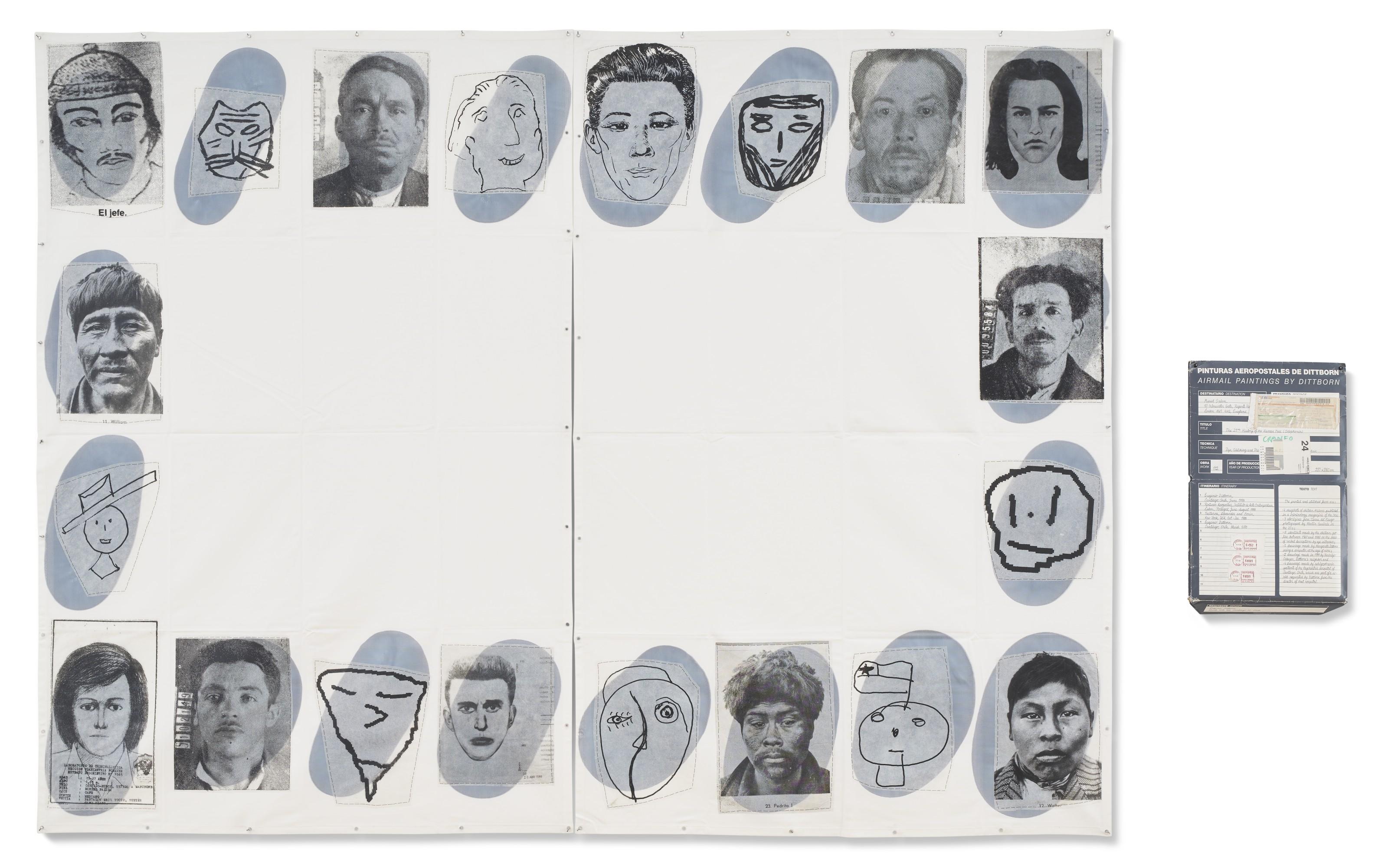 Eugenio Dittborn - The 21St History Of The Human Face (Colophonia) Airmail Painting No. 122