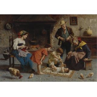 Eugenio Eduardo Zampighi - Italian Playing With Baby