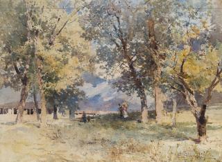 Eugenio Gignous - Paesaggio con alberi