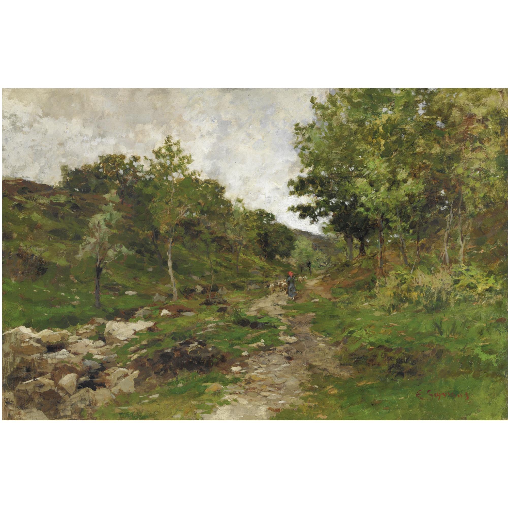 Eugenio Gignous - Paesaggio Con Contadina