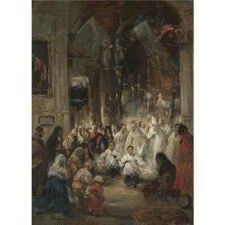 Eugenio Lucas Villamil - La Procesión (Procession In A Church)