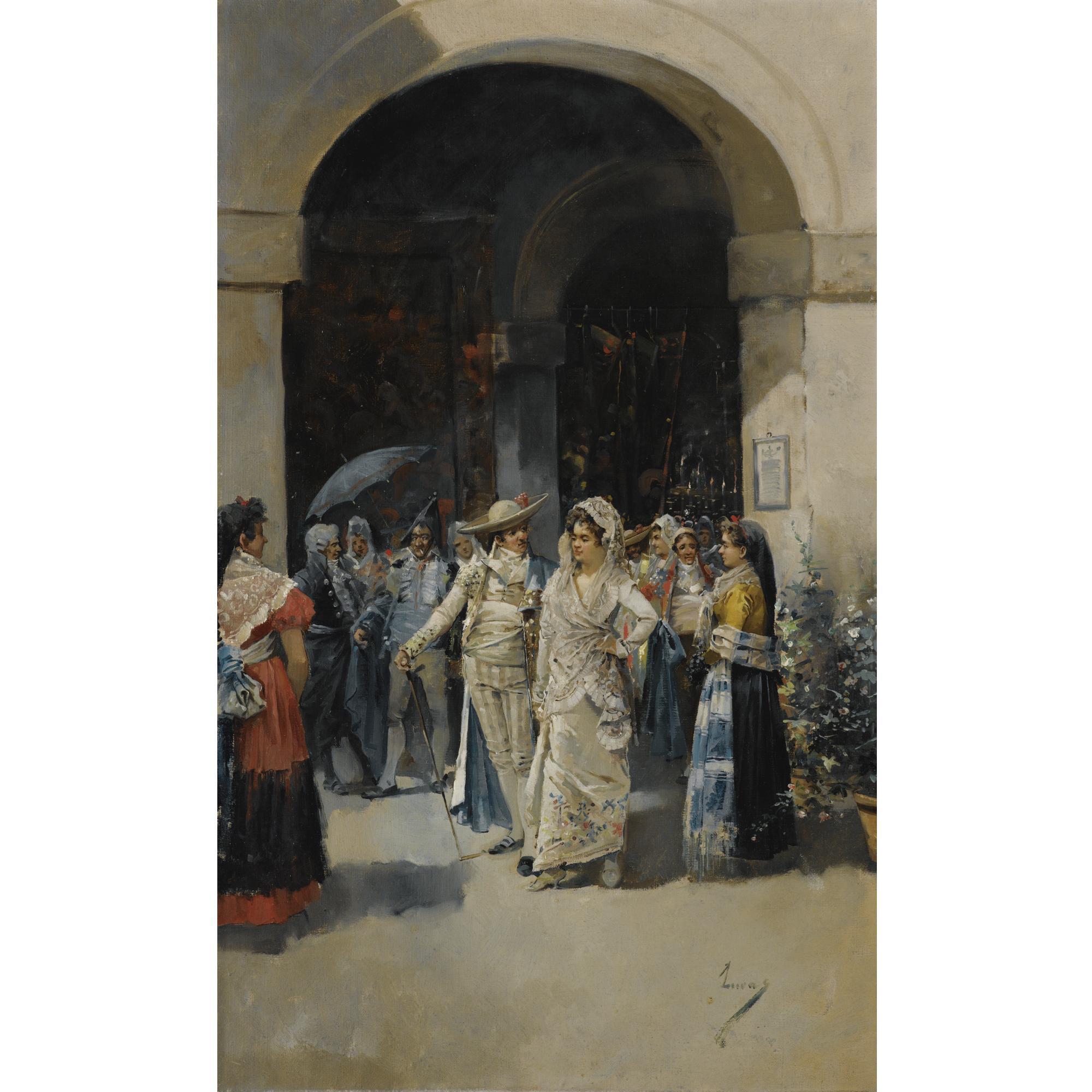 Eugenio Lucas Villamil - Spanish Salida De La Iglesia (After Mass)