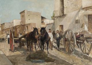 Eugenio Scorzelli - Carri e cavalli a Giugliano