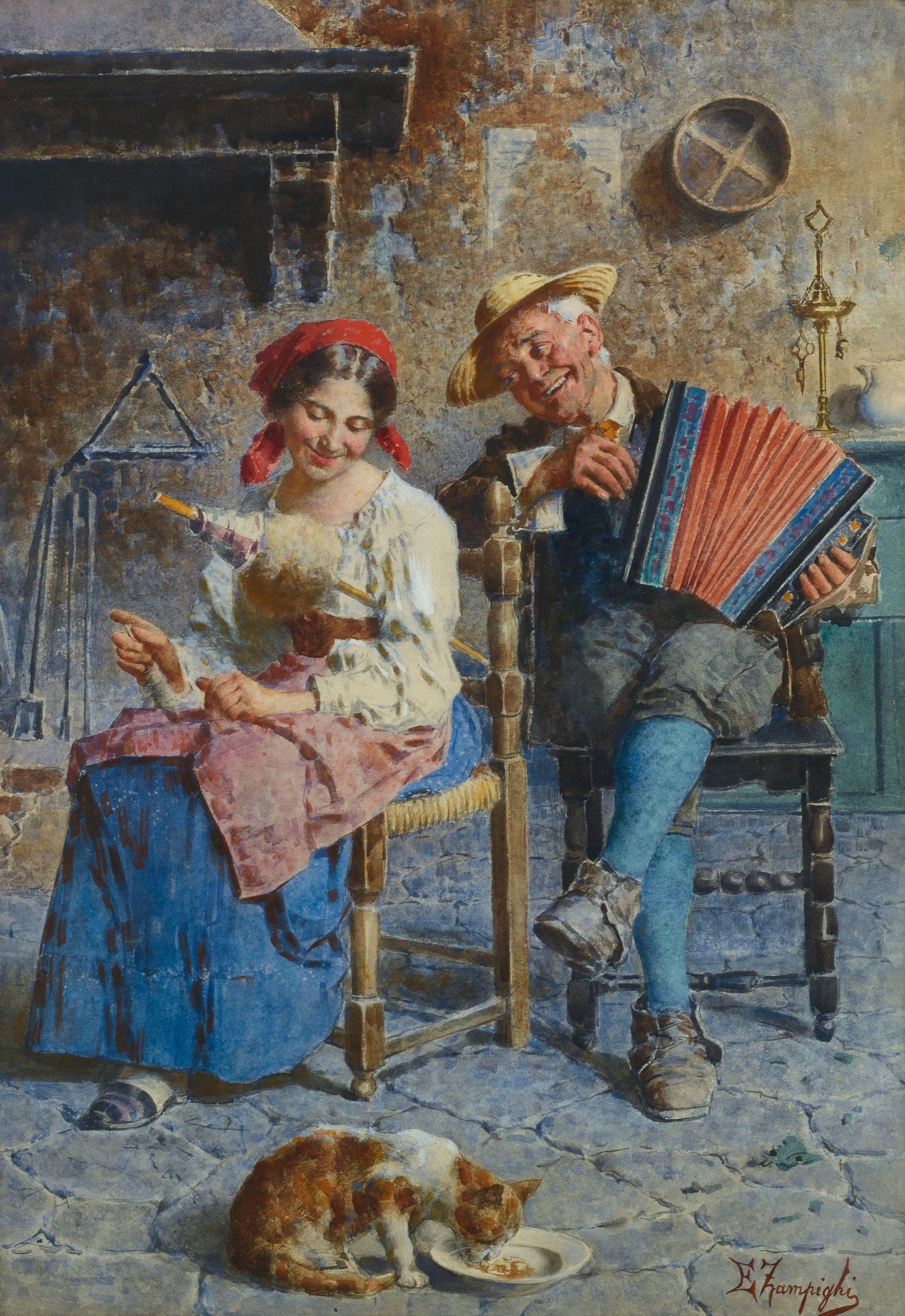 Eugenio Zampighi - Serenading the village cat