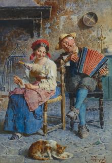 Eugenio Zampighi - Serenading the village cat