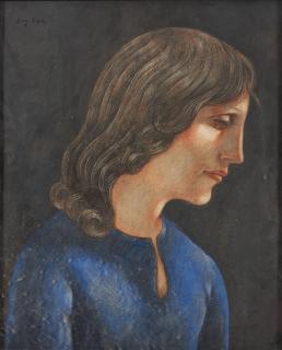 Eugeniusz Zak - A Young Man in Profile framed 52.5 x 43.75 x 3.5 cm (20 2/3 x 17 1/5 x 1 2/5 in).